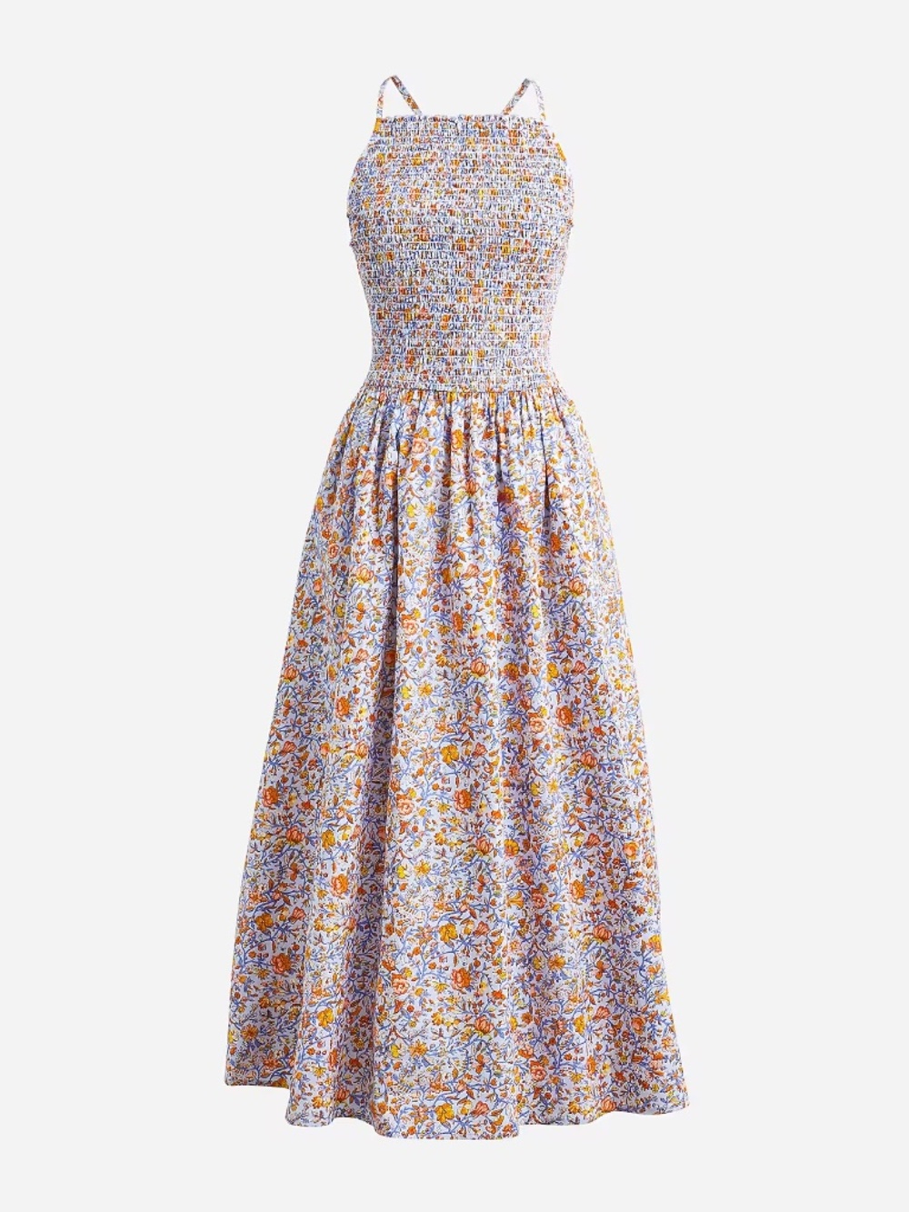 J Crew Friday Dress in Afternoon Floral Midi Smocked Floral Dress